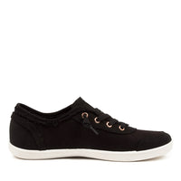 Black canvas shoe on a white background