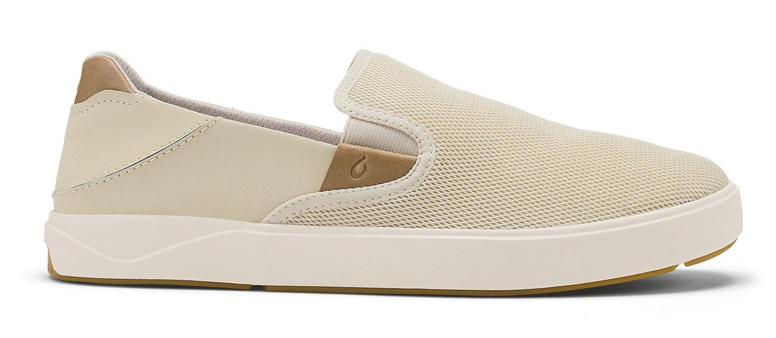 Beige slip-on shoe on a white background